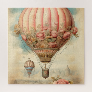 Puzzle Ballon à air chaud vintage Steampunk Rose Floral