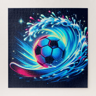Puzzle Ballon de football futuriste sur les vagues de l'o