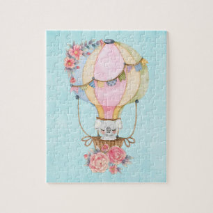 Puzzle Ballons à air chaud mignon avec aquarelle à ours 