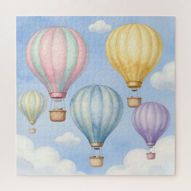 Puzzle Ballons à Air Chaud Pastel dans le Ciel (Vertical)