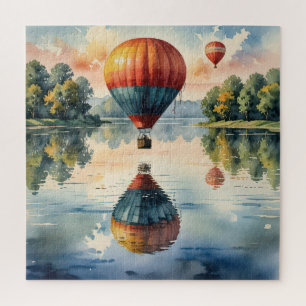 Puzzle Ballons à Air Chaud Vintage avec reflets dans l'ea