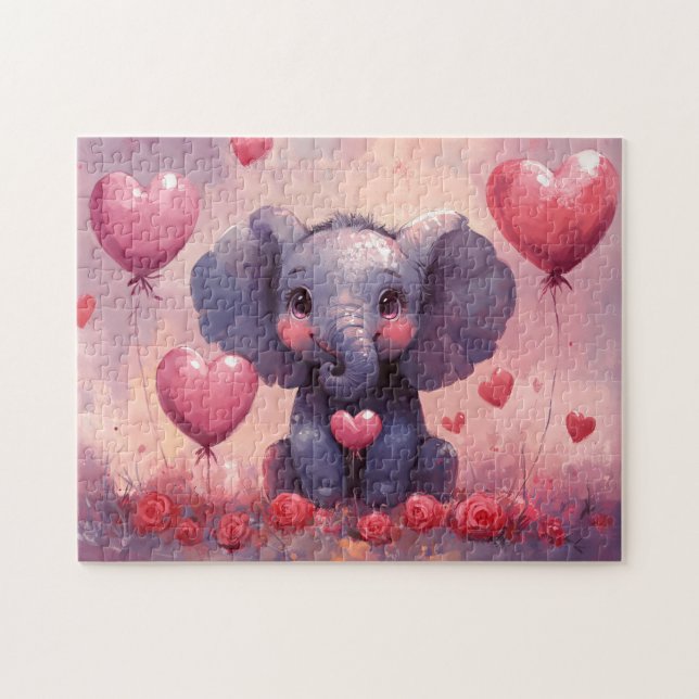 Puzzle Ballons Coeur de veau Eléphant mignon (Horizontal)