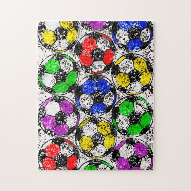 PUZZLE BALLONS DE FOOTBALL DANS LA COULEUR CHAOTIQUE (Vertical)