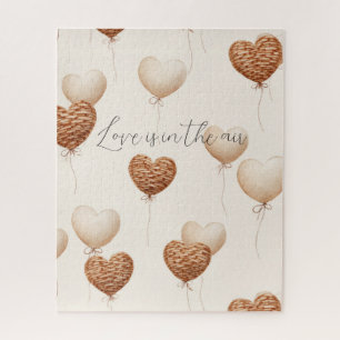 Puzzle Ballons en forme de cœur marron crème Amour dans l