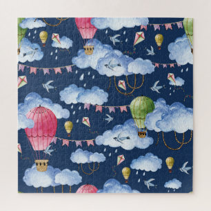 Puzzle Ballons Whimsical : Motif de nuage d'aquarelle