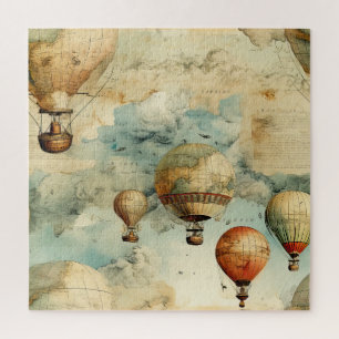 Puzzle Balloon vintage à air chaud dans un paysage serein