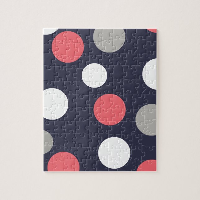 Puzzle Balls Cercles Motif gris blanc corail rose (Vertical)