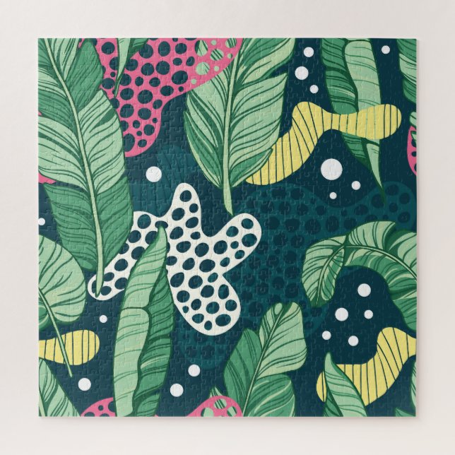 Puzzle Banana feuilles abstraits, couleurs tendance (Vertical)