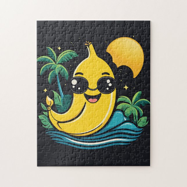 Puzzle Banane mignonne avec lunettes de soleil (Vertical)