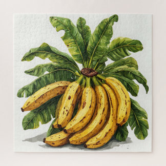 Puzzle Bananes et leurs feuilles vertes