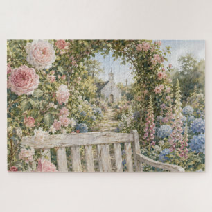 Puzzle Banc de jardin de prière Chapelle Aquarelle