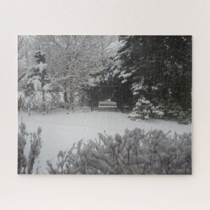 Puzzle Banc de parc à neige fraîche