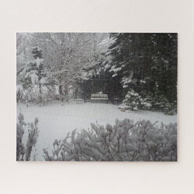 Puzzle Banc de parc en neige fraîche (Horizontal)