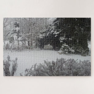 Puzzle Banc de parc en neige fraîche