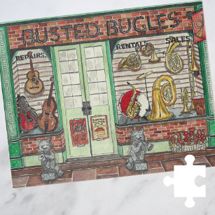 Puzzle Band Instruments Music Shop Aquarelle