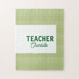 Puzzle Bandes blanches vert citron professeur nom de l'en