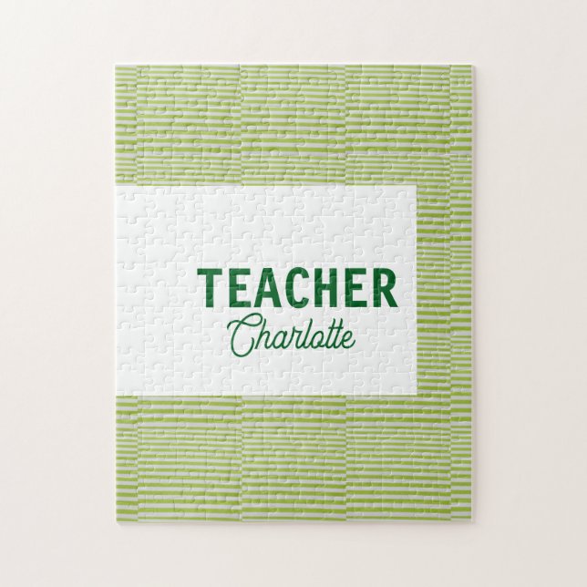 Puzzle Bandes blanches vert citron professeur nom de l'en (Vertical)