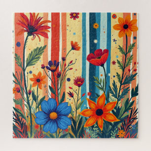 Puzzle Bandes de fleurs colorées de design arc-en-ciel