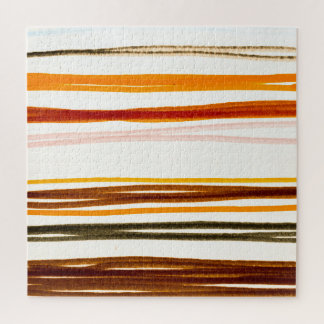 Puzzle Bandes géométriques, aquarelle orange
