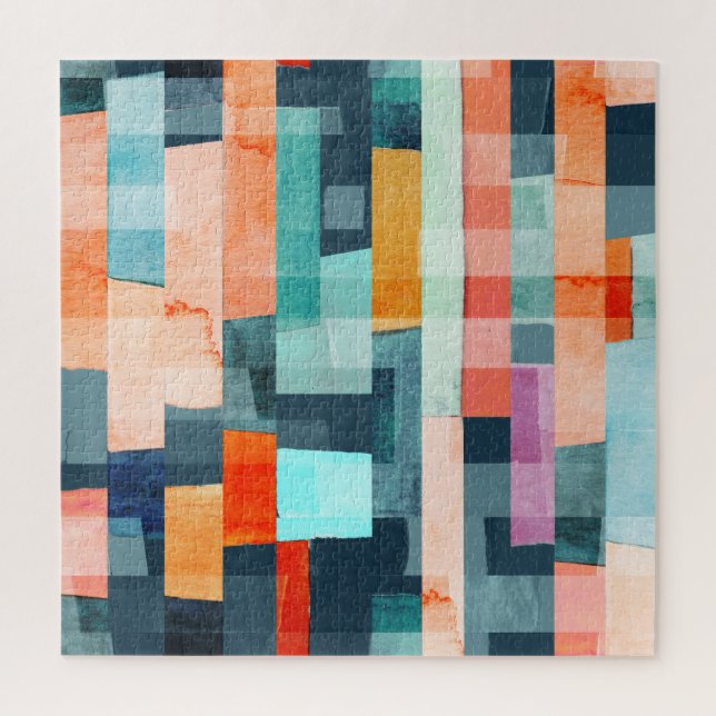 Puzzle Bandes géométriques multicolores, motif tendance. (Vertical)