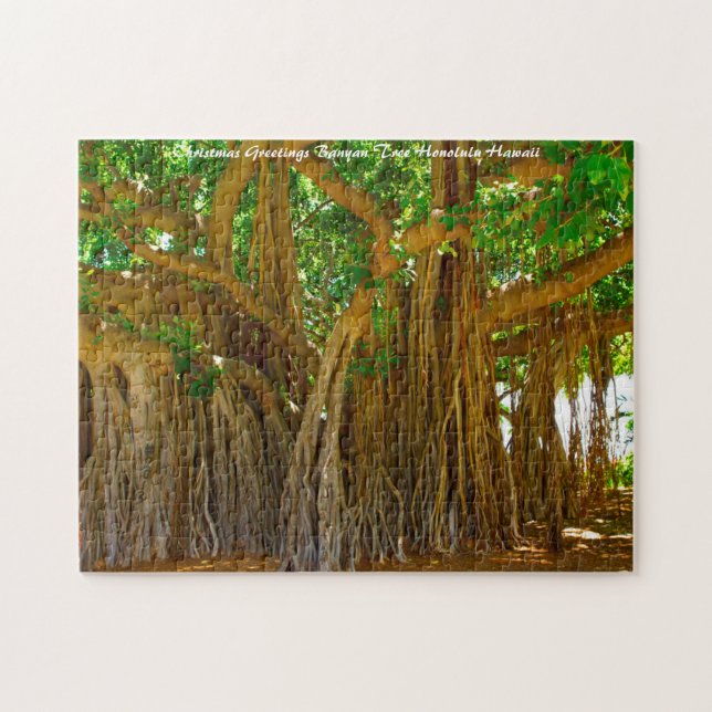 Puzzle Banyan Tree Honolulu Hawaï. Vœux de Noël (Horizontal)