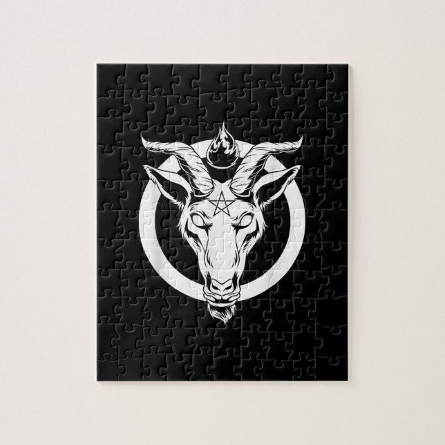Puzzle Baphomet de chèvre foncée, Satanique Lucifer Beelz (Vertical)