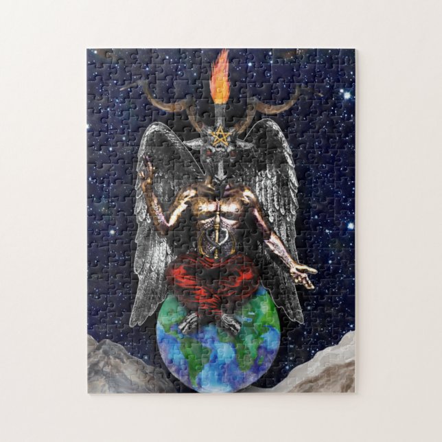 Puzzle Baphomet Sabbatical Goat Black Night Earth (Vertical)
