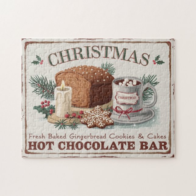 Puzzle Bar au chocolat chaud de Noël Vintage (Horizontal)