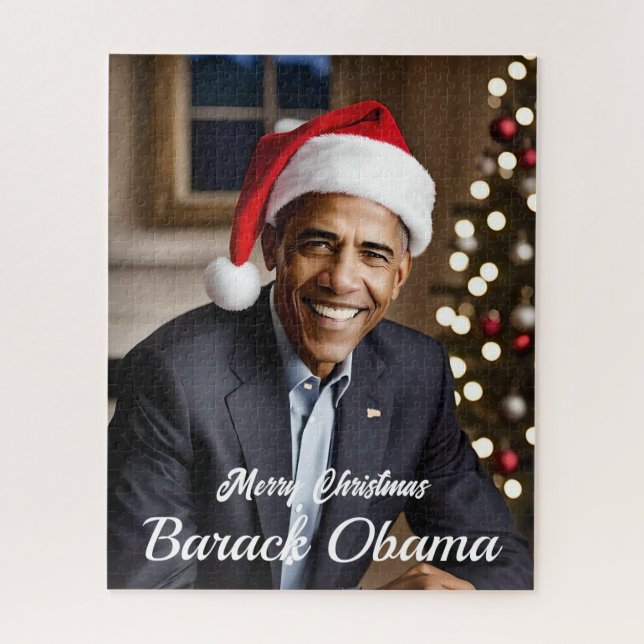 Puzzle Barack Obama à Noël à Santa Hat (Vertical)