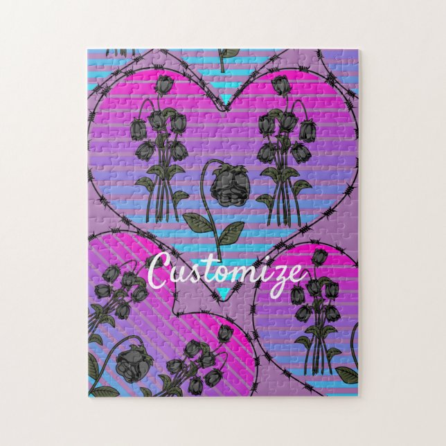 Puzzle Barbed Wire Heart (Vertical)