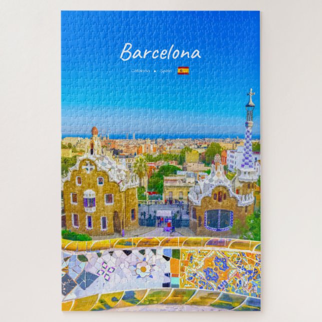 Puzzle Barcelone, Espagne - Parc Guell Mosaïque Gaudi (Vertical)