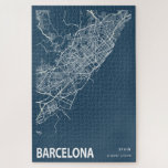 Puzzle Barcelone Espagne Plan de la ville Ligne Art Blue<br><div class="desc">Barcelone Espagne Plan de la ville Ligne Art Blue Imprimer</div>