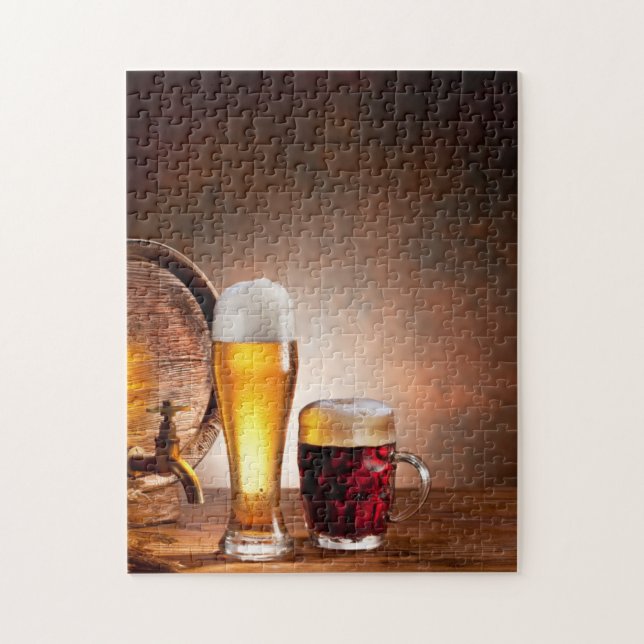 Puzzle Baril de bière avec verres de bière sur une table  (Vertical)