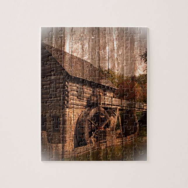 Puzzle Barn Wood farmhouse mill water wheel (Vertical)