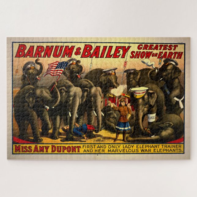Puzzle Barnum Bailey Cirque Vintage Illustration Art Vieu (Horizontal)