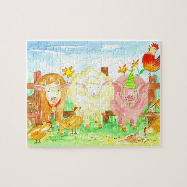 Puzzle Barnyard Animaux de ferme Cochon Vache Moutons Enf (Horizontal)