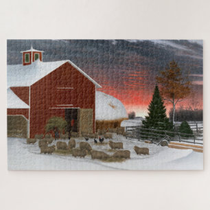 Puzzle Barnyard en hiver