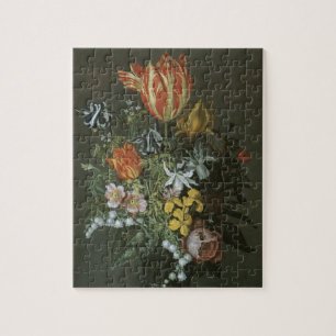 Puzzle Baroque Ancien, Fleurs de Nature Morte dans un Vas