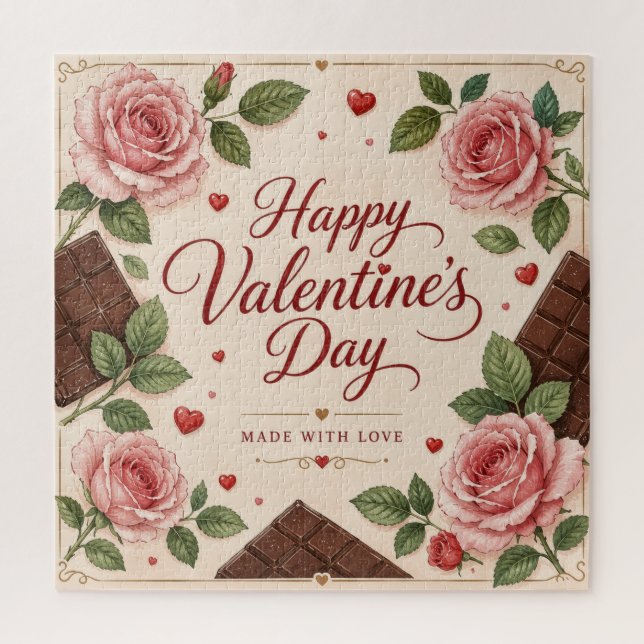 Puzzle Barres de chocolat Roses roses Saint-Valentin (Vertical)