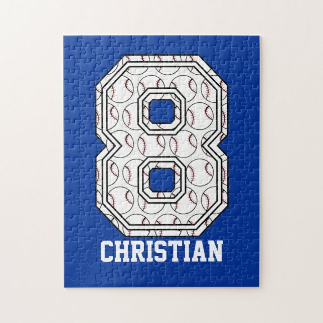 Puzzle Base-ball personnalisé numéro 8 (Vertical)