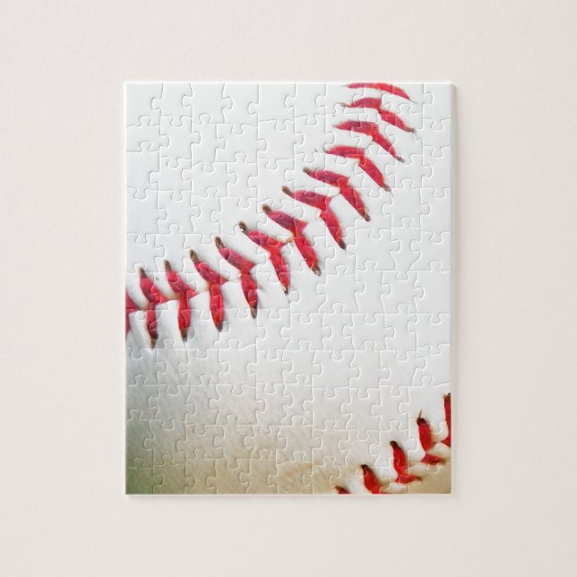 Puzzle Baseball blanc avec couture rouge (Vertical)