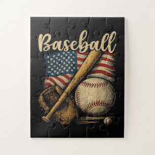 Puzzle Baseball Patriotique Drapeau Américain Sport Vinta