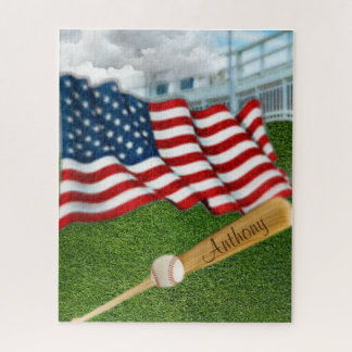 Puzzle Baseball personnalisé avec drapeau américain