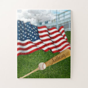 Puzzle Baseball personnalisé avec Drapeau américain Jigsa