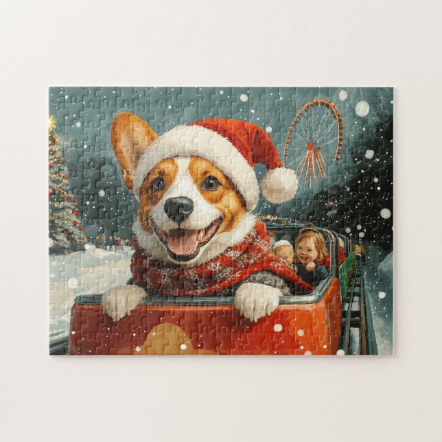 Puzzle Basenji chien montagnes russes Noël (Horizontal)