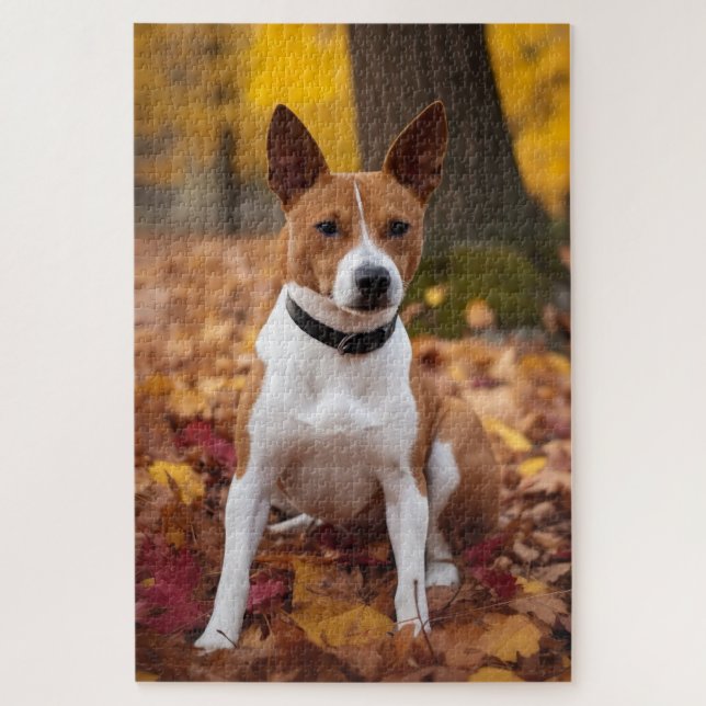 Puzzle Basenji en automne Feuilles automne Inspiration (Vertical)