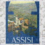 Puzzle Basilique de l'Art Vintage voyage Francesco d'Assi<br><div class="desc">Illustration vintage Affiche de voyage européenne d'Assise,  Italie avec vue sur le paysage de la ville avec la Basilique Francesco. Architecture religieuse italienne classique.</div>