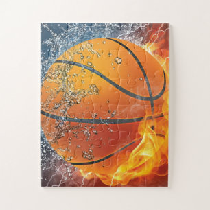 Puzzle Basket-ball à flammes