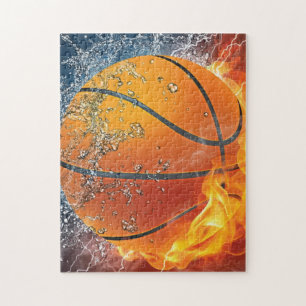 Puzzle Basket-ball à flammes