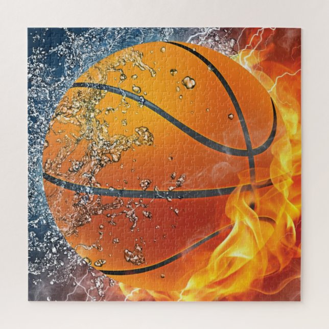 Puzzle Basket-ball à flammes (Vertical)